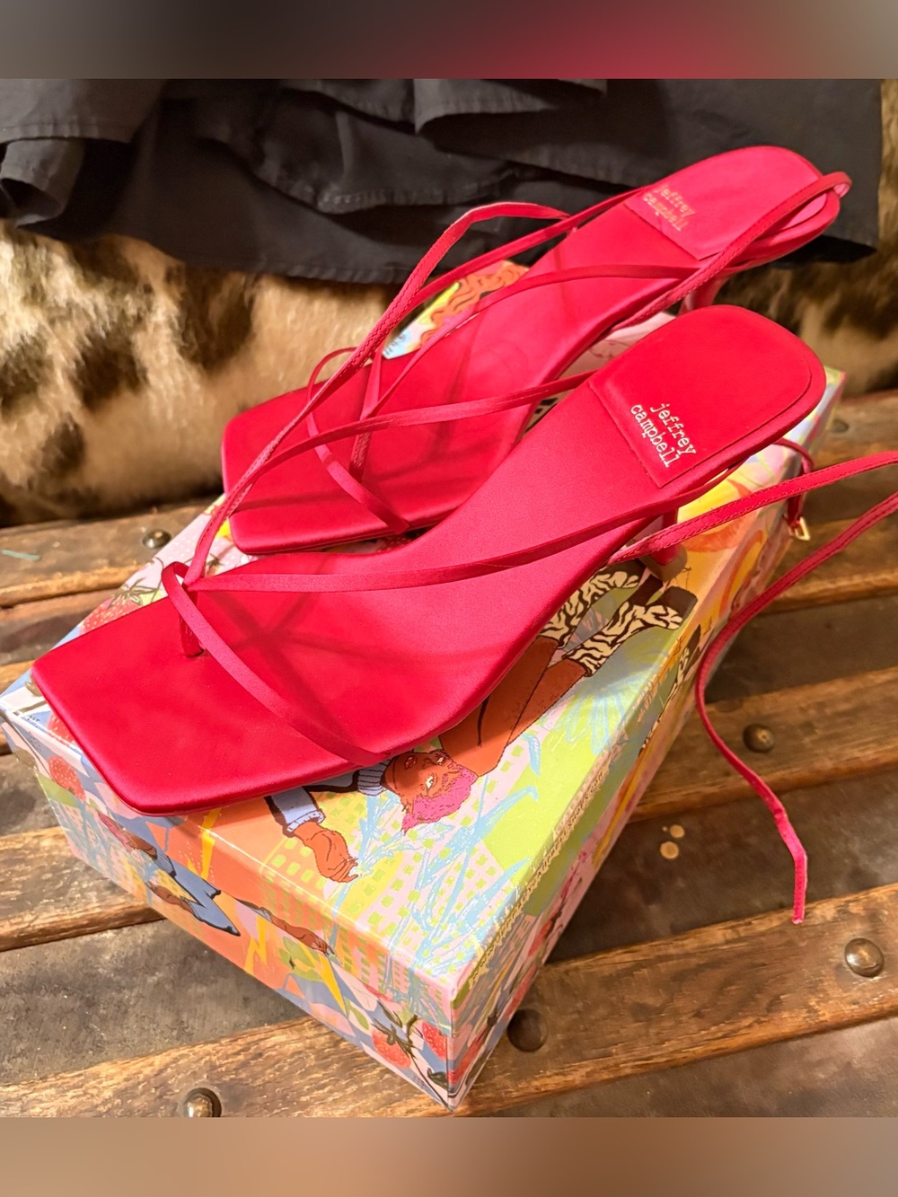 Jeffrey Campbell Hot Pink Strappy Square-Toe Heels